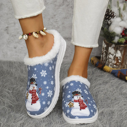 Womens Cozy, Thick-soled Cotton Slippers For Christmas