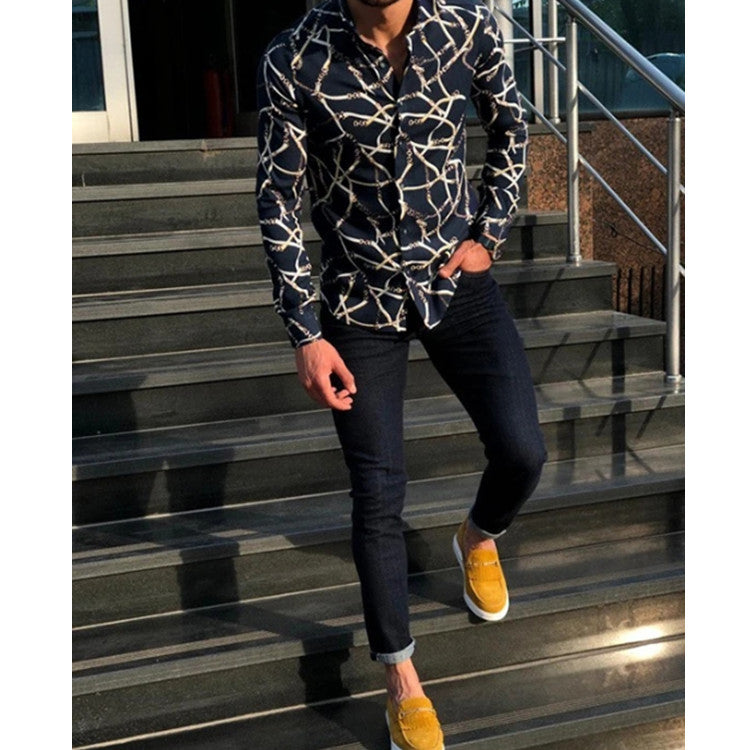 Men's New Digital Print Shirt Slim Fit