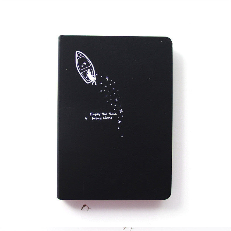 A touch-sensitive leather book with black inner pages, a simple touch of starry sky student diary