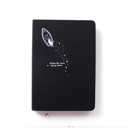 A touch-sensitive leather book with black inner pages, a simple touch of starry sky student diary