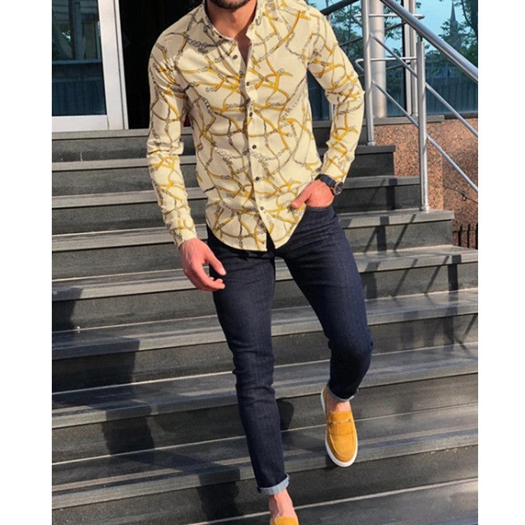 Men's New Digital Print Shirt Slim Fit