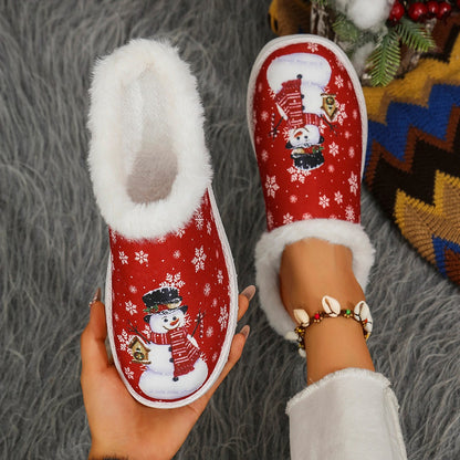 Womens Cozy, Thick-soled Cotton Slippers For Christmas