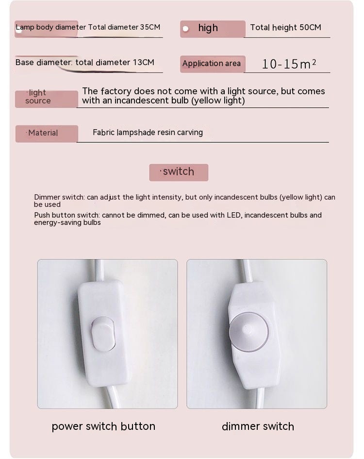 European Cozy And Cute Children's Bedroom Bedside Lamp