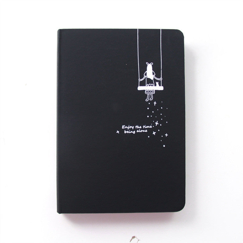 A touch-sensitive leather book with black inner pages, a simple touch of starry sky student diary