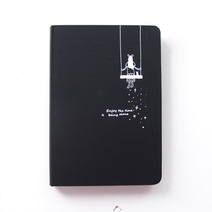 A touch-sensitive leather book with black inner pages, a simple touch of starry sky student diary