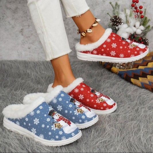 Womens Cozy, Thick-soled Cotton Slippers For Christmas